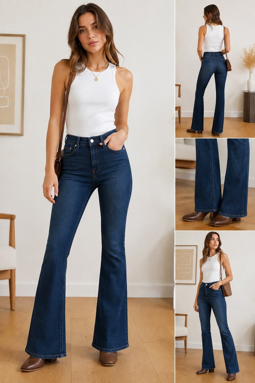 Quince Y2K Luna Stretch Flare Jeans Midnight Blue Size 29